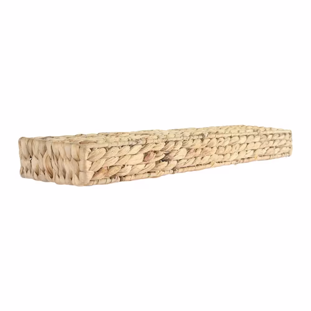 Storied Home 24 in. x 5 in. x 2 in. Natural Beige Handwoven Water Hyacinth Floating Wall Shelf