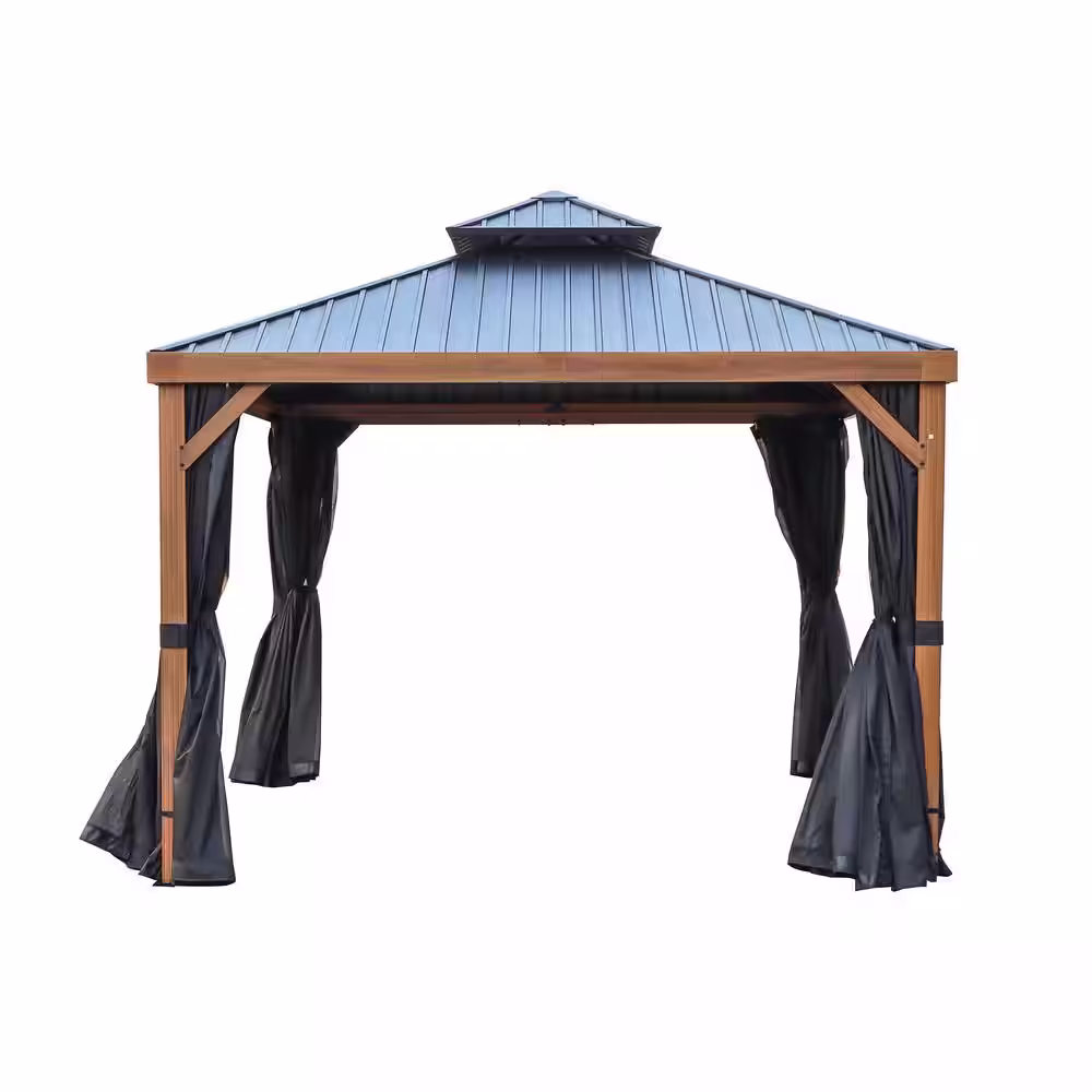 Gazebo Penguin Yosemite 10 ft. x 12 ft. Black Polyester Curtains