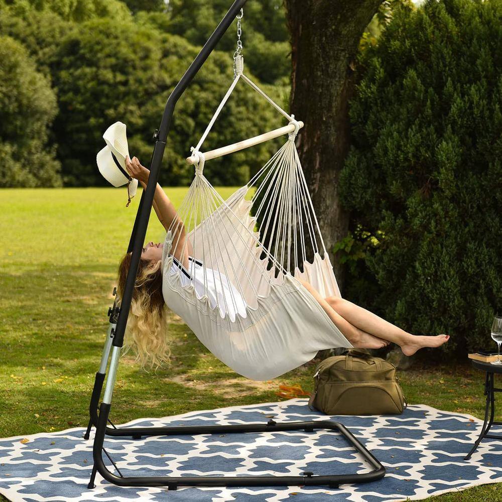 None 3.2 ft. Hammocks Hanging Rope Hammock Chair with 2 Seat Cushions and Carrying Bag