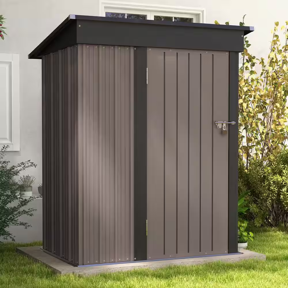 Patiowell 5 ft. W x 3 ft. D Outdoor Storage Metal Shed with Sloping Roof and Lockable Door (14.5 sq. ft.)