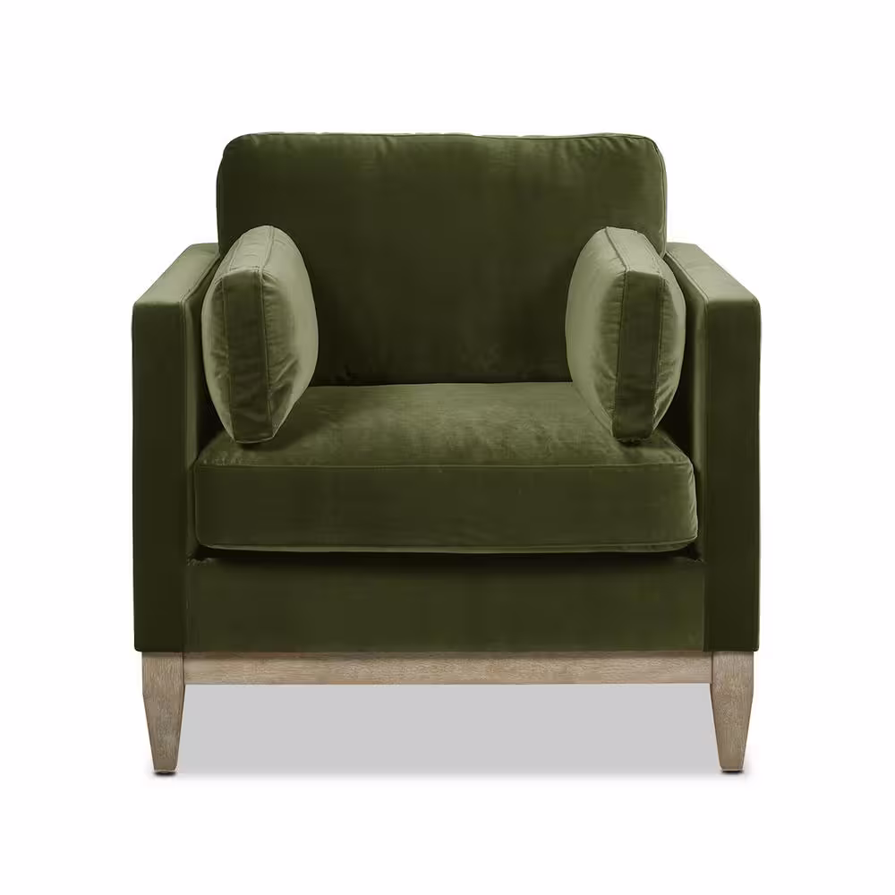 Jennifer Taylor Knox 36 in. Olive Green Performance Velvet Modern Farmhouse Arm Chair