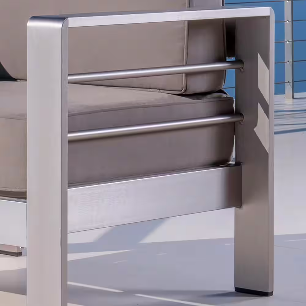 Noble House Caius Khaki 2-Piece Aluminum Deep Seating Set with Khaki Cushions