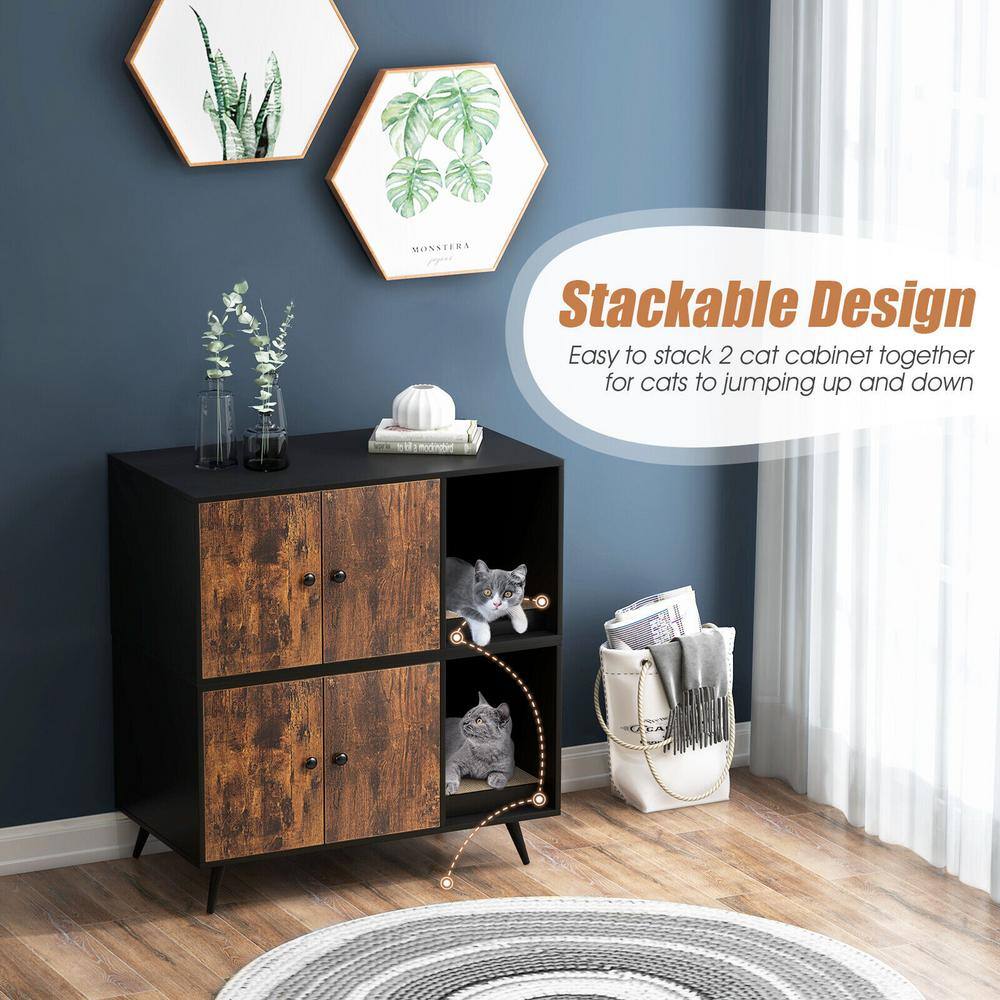 None 35 1/2 in. x 20 in. MDF Cat Litter Box Enclosure in Black and Brown