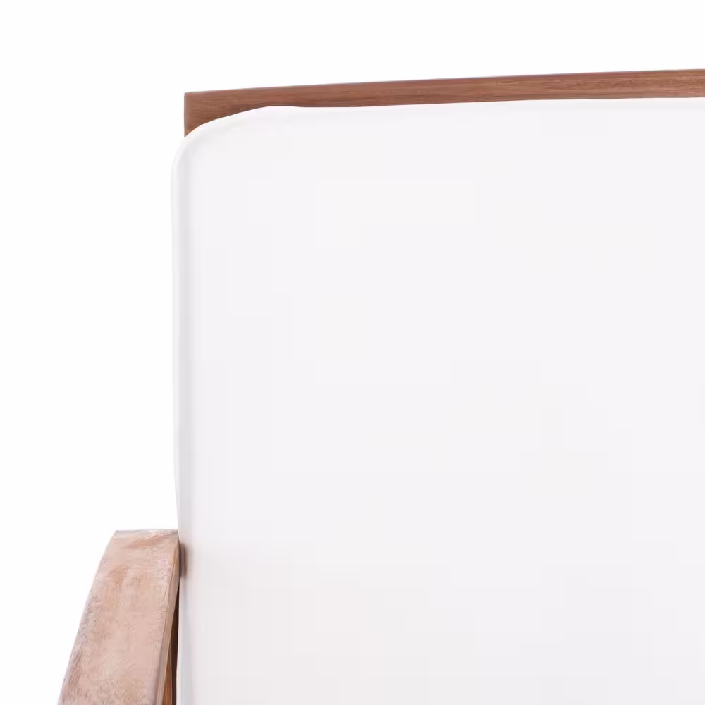 SAFAVIEH Rocklin Teak Brown 4-Piece Wood Patio Conversation Set with Beige Cushions