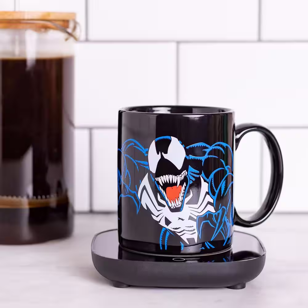 Uncanny Brands Marvel's Single-Cup Venom Black Coffee Mug with Warmer for Your Drip Coffee Maker