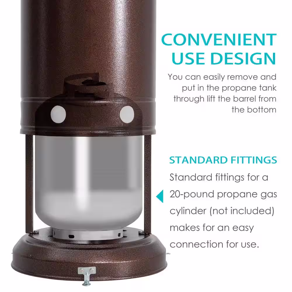 Nuu Garden 46,000 BTU Bronze Steel Propane Gas Patio Heater with PVC Protect Cover