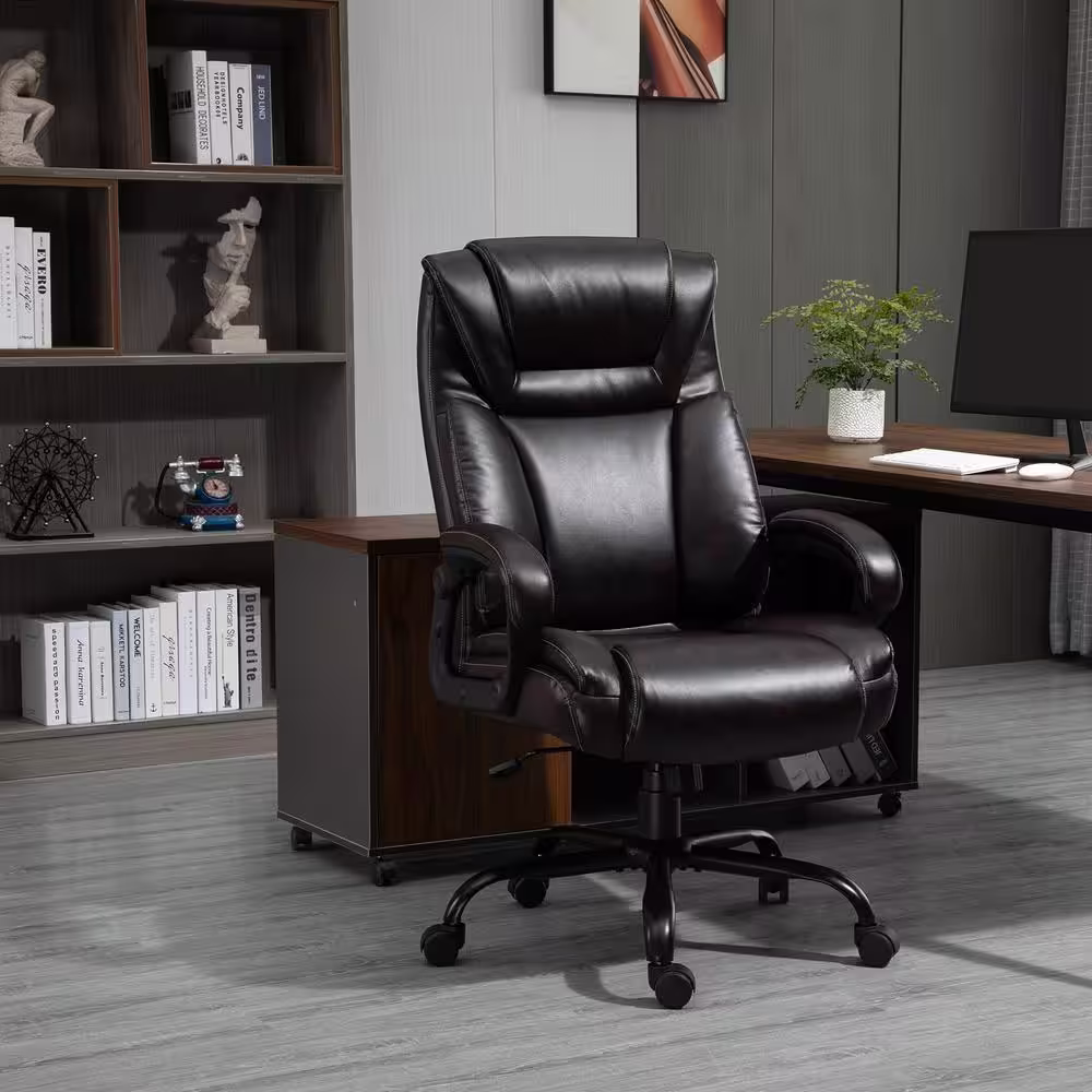 Vinsetto Brown, Big and Tall Executive Office Chair 400 lbs. Computer Desk Chair with High Back PU Leather Ergonomic Upholstery