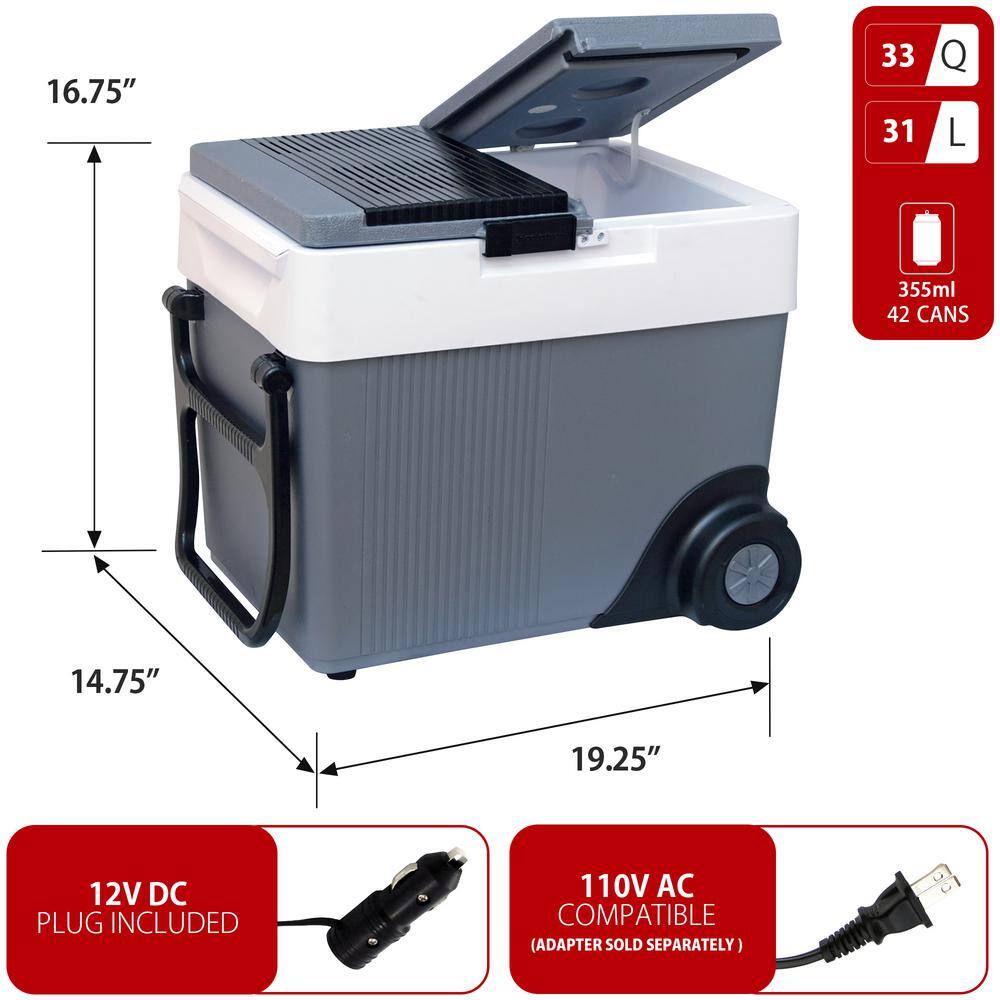 Koolatron 33 Qt. (31 L) Thermoelectric Wheeled Kargo Cooler