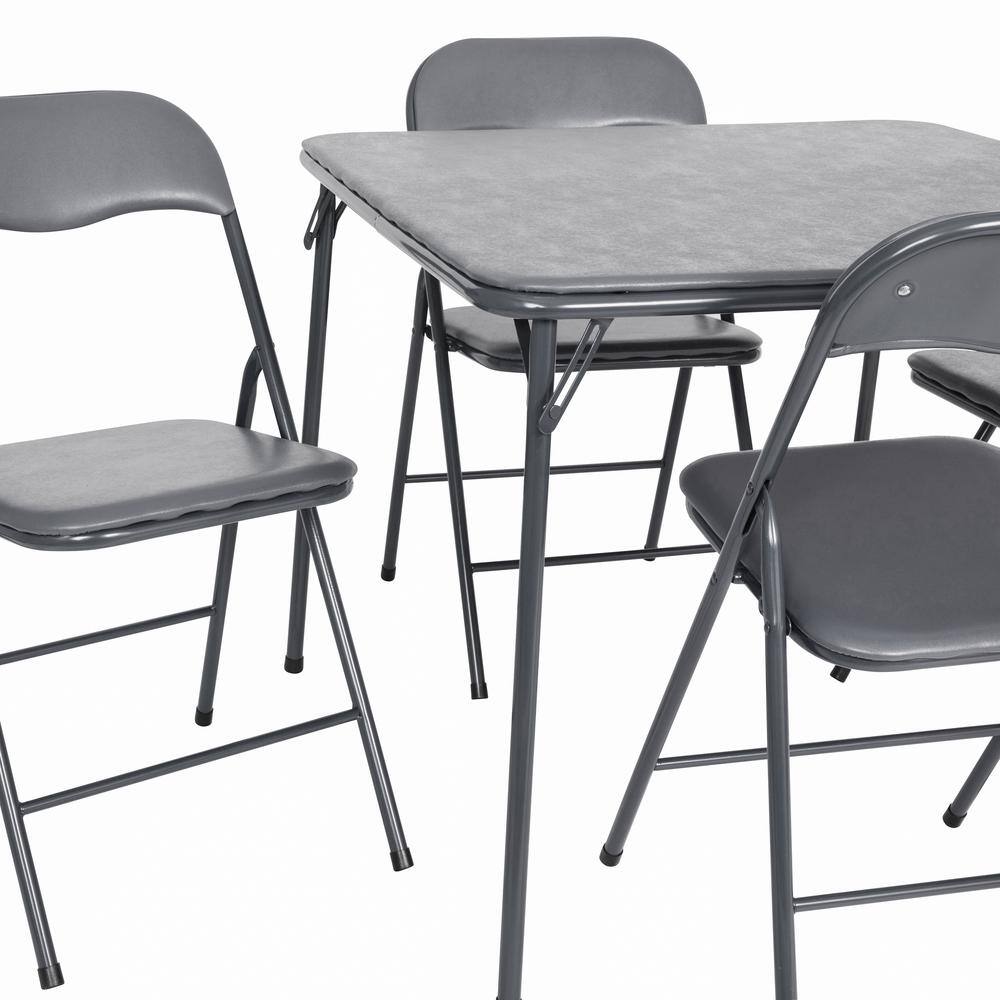Carnegy Avenue 5-Piece Gray Folding Card Table and Chair Set
