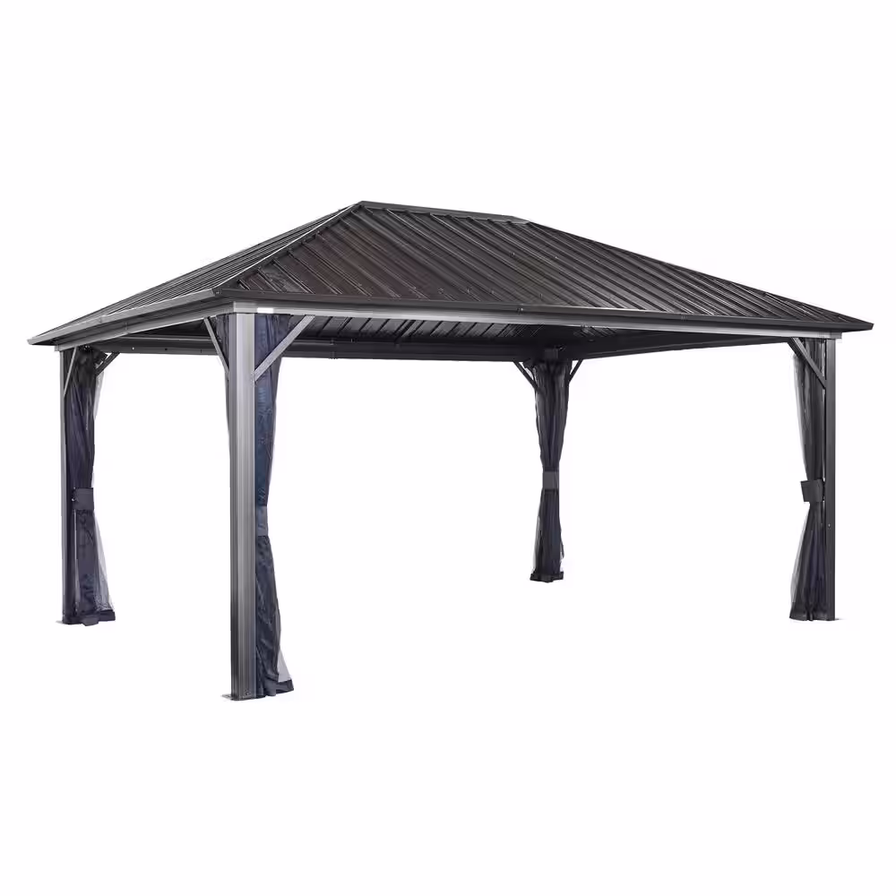 Sojag Genova 12 ft. x 16 ft. Dark Brown Rustproof Aluminum Framed Gazebo