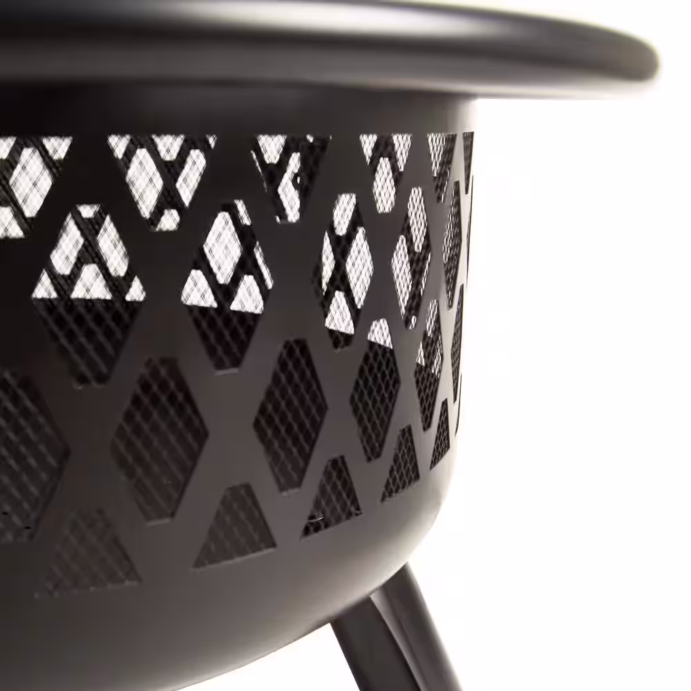 Hampton Bay Piedmont 30 in. Steel Fire Pit in Black with Poker