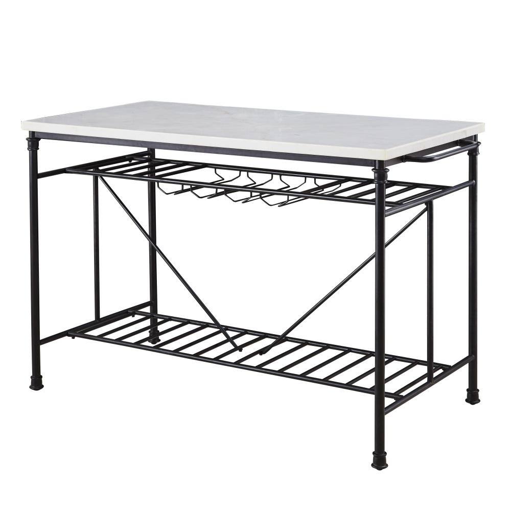 Steve Silver Claire White Marble Kitchen Island