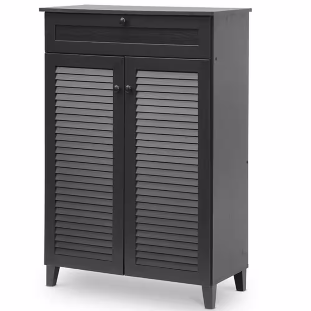 Baxton Studio 45.25 in. H x 30.75 in. W Brown Wood Shoe Storage Cabinet