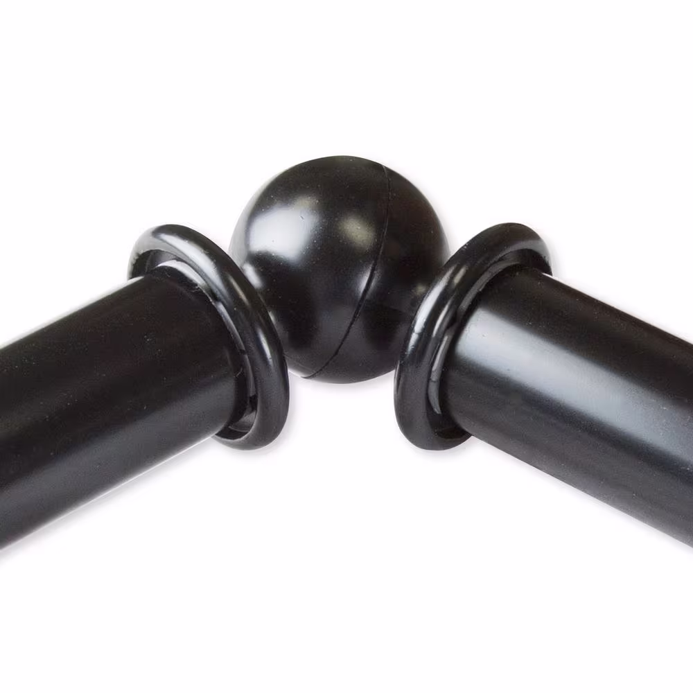 Rod Desyne Arman 20 in. - 72 in. Bay Window Single Curtain Rod in Black with Finial