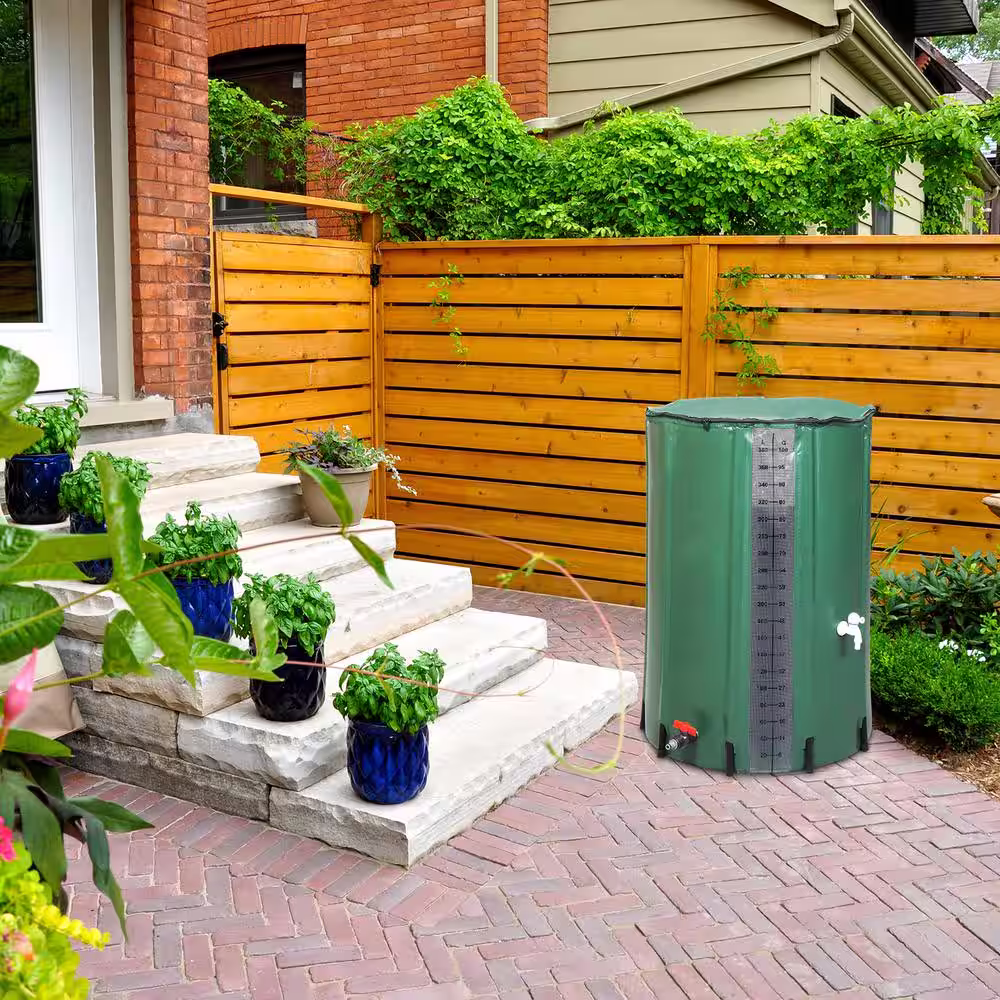 TIRAMISUBEST 100 Gal. Rain Barrel Water Collection With Scale in Green
