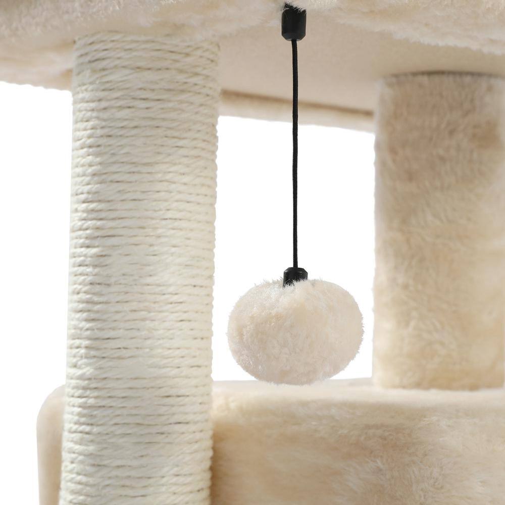 Foobrues 28.40 in. H Cat Scratching Posts and Trees with Condos and Spacious Perch in Beige