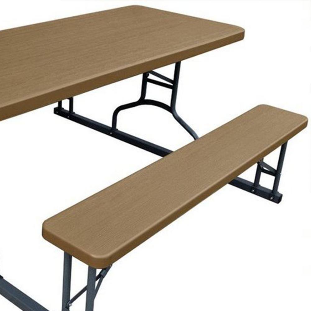 Plastic Development Group Brown Rectangular Plastic Picnic Table