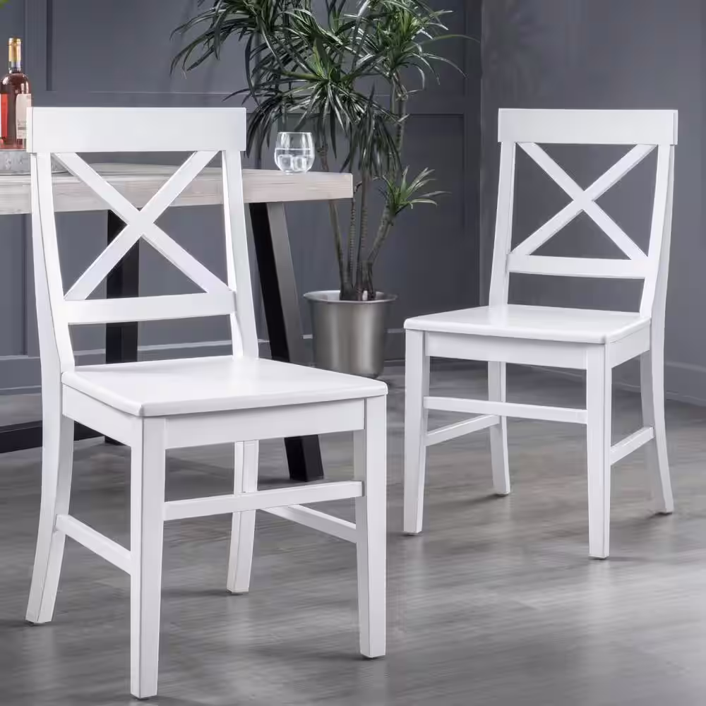 Noble House Roshan White Finish Wood Dining Chairs (Set of 2)