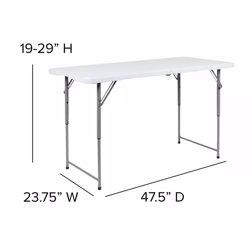 Carnegy Avenue 4-ft Granite White Plastic Adjustable Bi-Fold Folding Table (1 Pack)