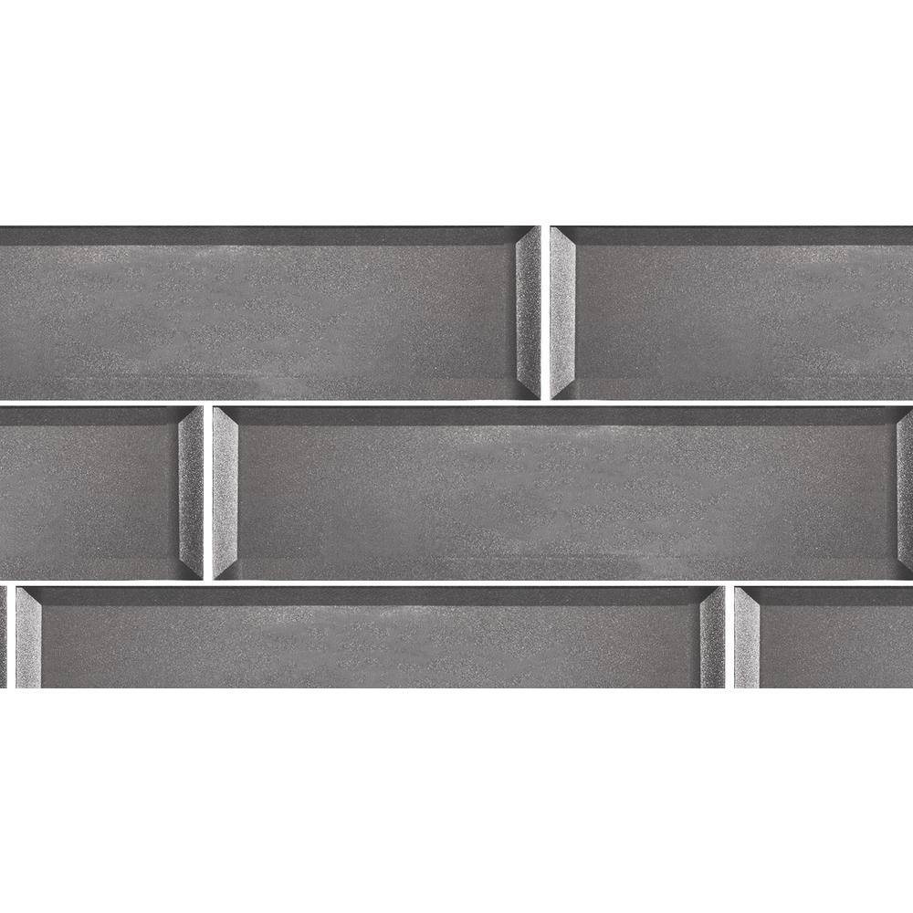 ABOLOS Secret Dimensions Silver Beveled Subway 4 in. x 16 in. Glossy Glass Decorative Wall Tile (0.444 sq. ft./Piece)