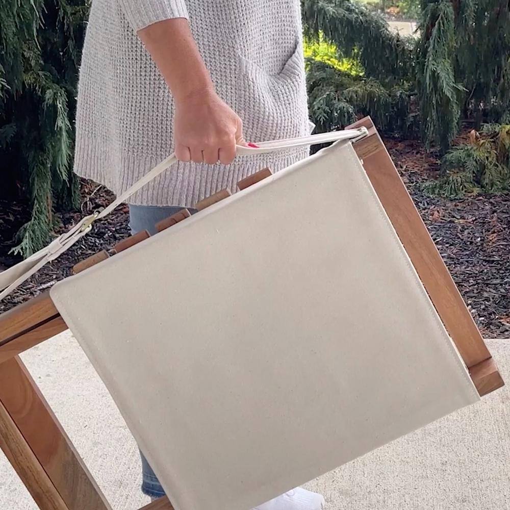 AmeriHome Acacia and Canvas Folding Chair