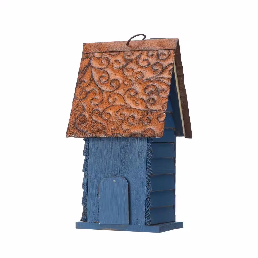 Glitzhome 12 in. H Distressed Solid Wood Birdhouse