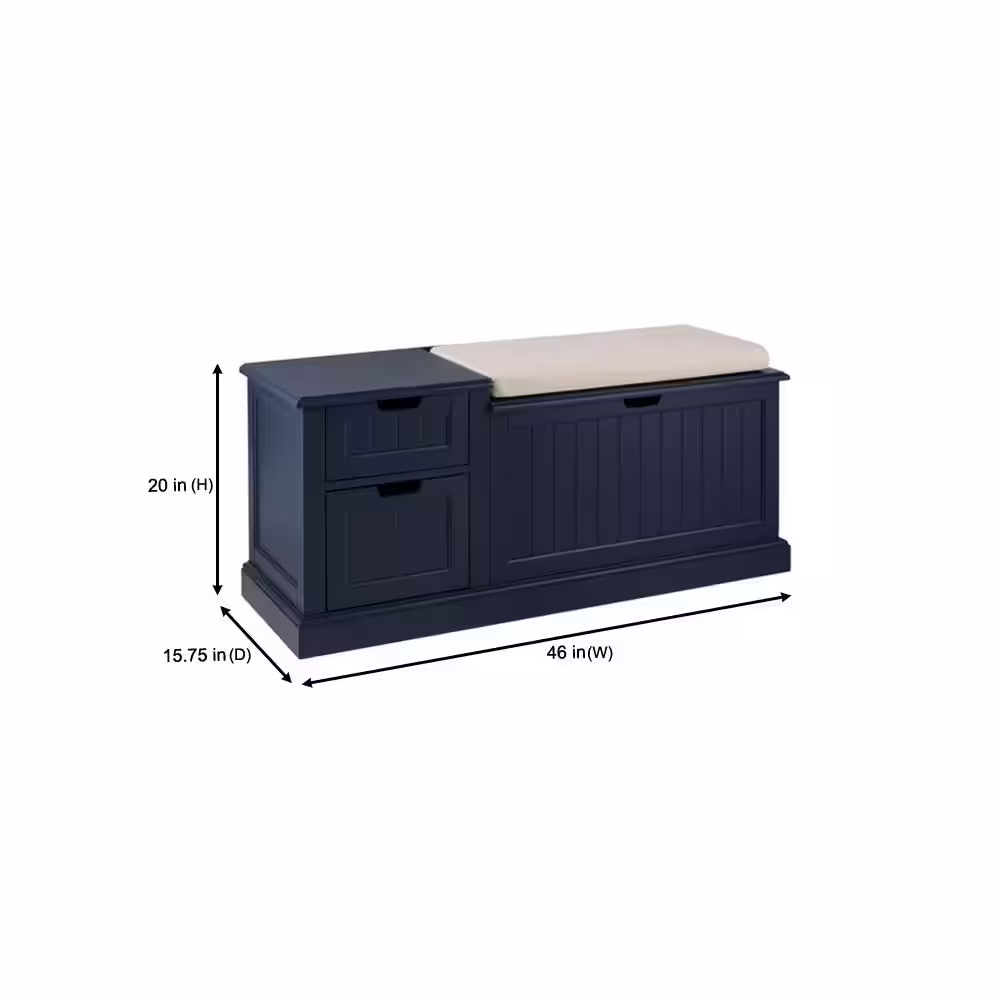 Home Decorators Collection Midnight Blue Wood Entryway Bench with Flip Top and Concealed Storage (46 in. W x 20 in. H)