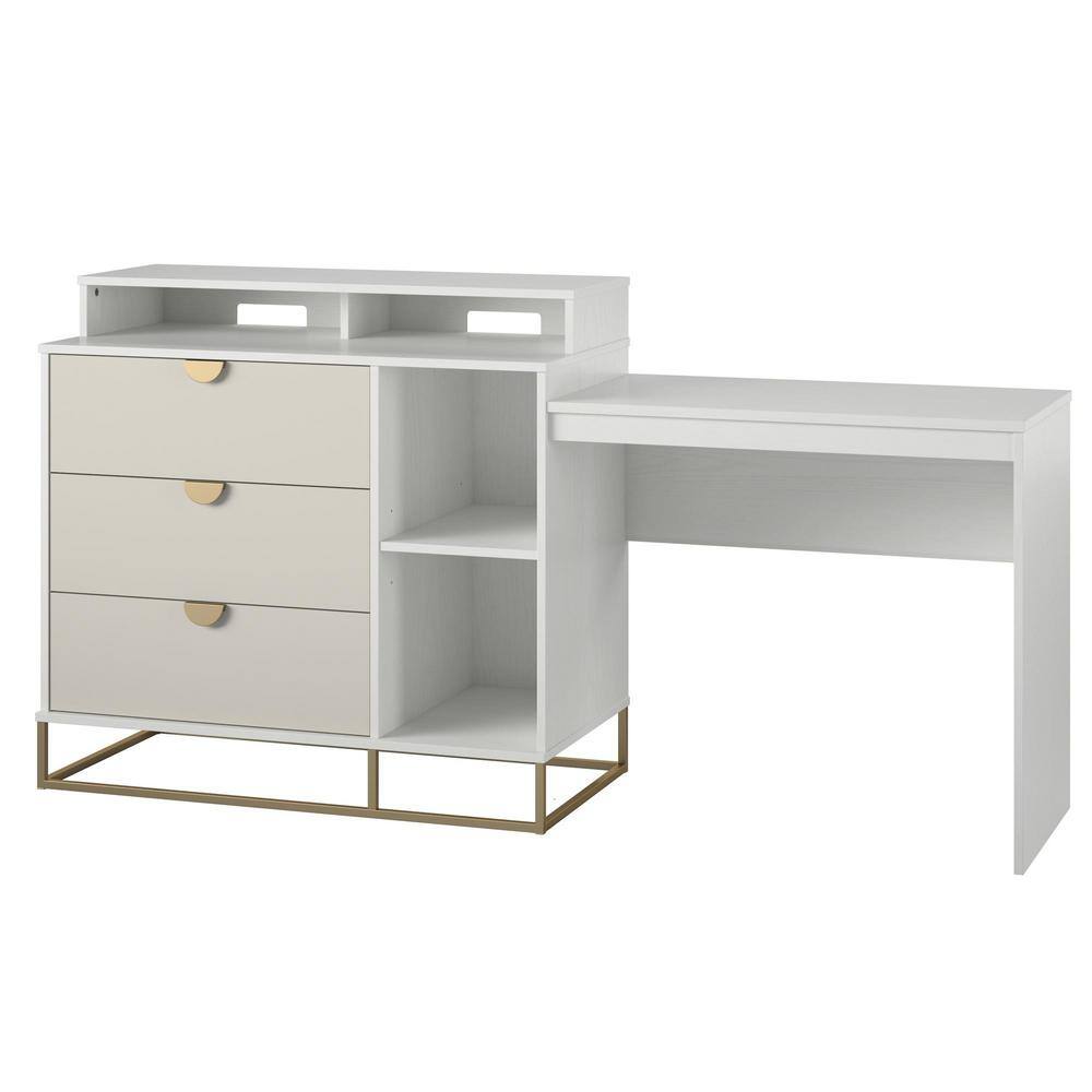 Novogratz Paris Hilton X The Kelly 37.20 in. H x 71.79 in. W White Wood Drawer