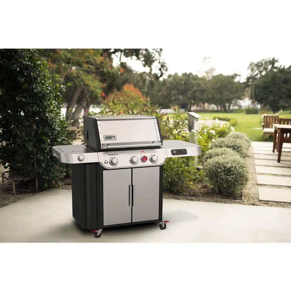 Weber Genesis Smart SX-335 3-Burner Propane Gas Grill in Stainless Steel with Side Burner
