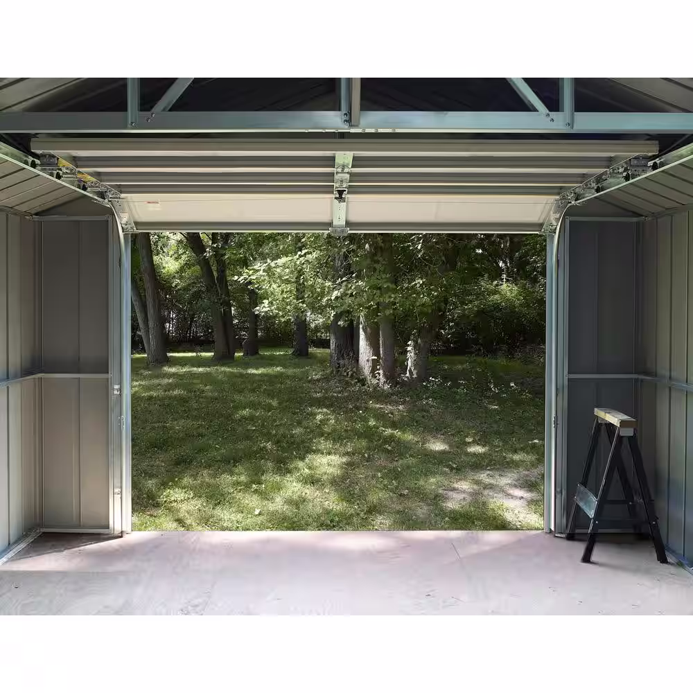 Arrow Murry hill 12 ft. W x 24 ft. D 2-Tone Gray Steel Garage and Storage Building with Side Door and High-Gable Roof