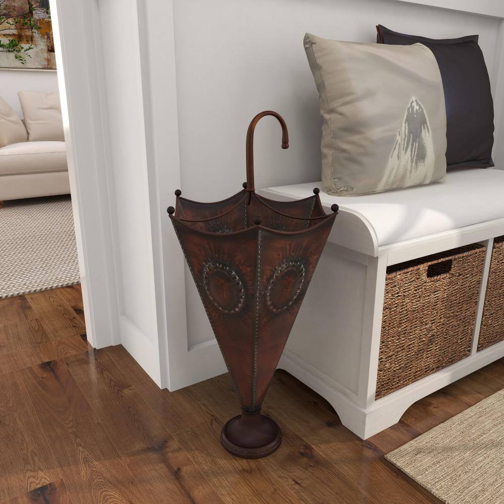 Litton Lane Brown Metal Umbrella Stand