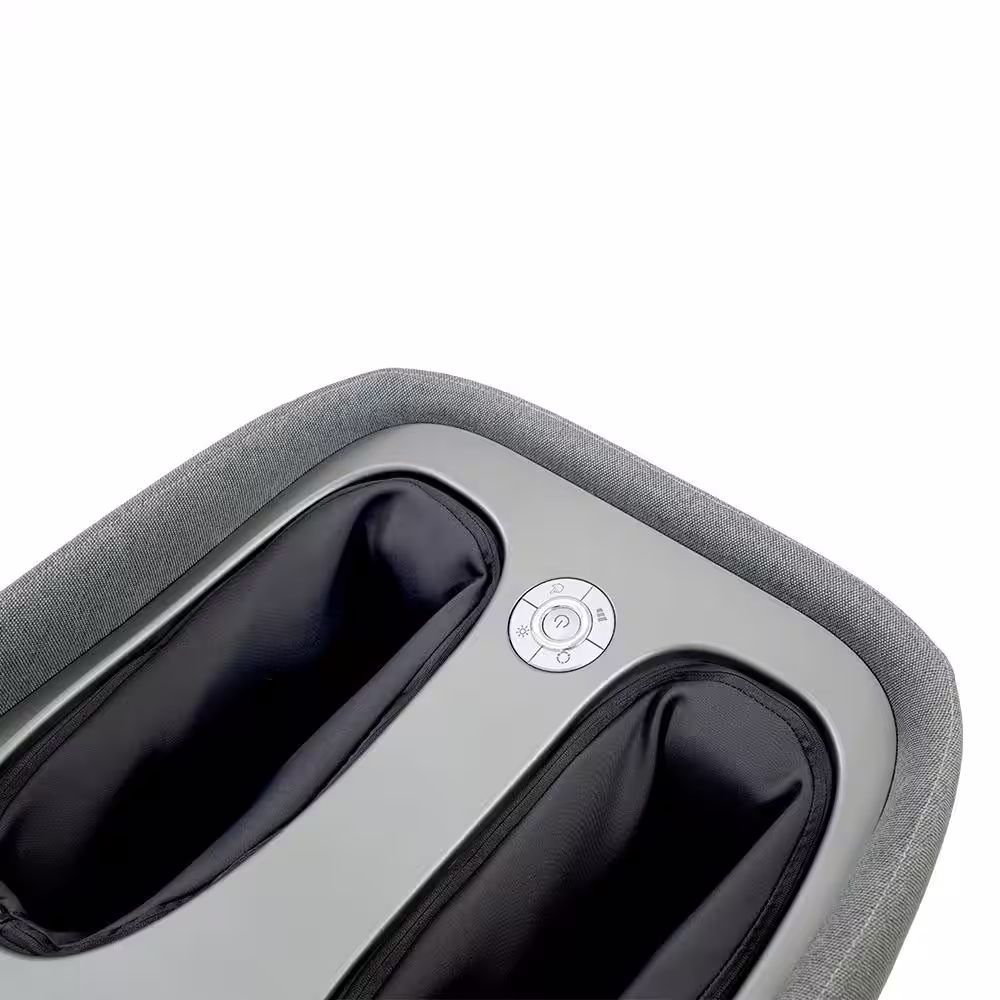 Synca Wellness REI Grey Foot, Calf and Lumbar 3-Speed Heated Ottoman Massager with Warm Cotton Shiatsu Calf Massage