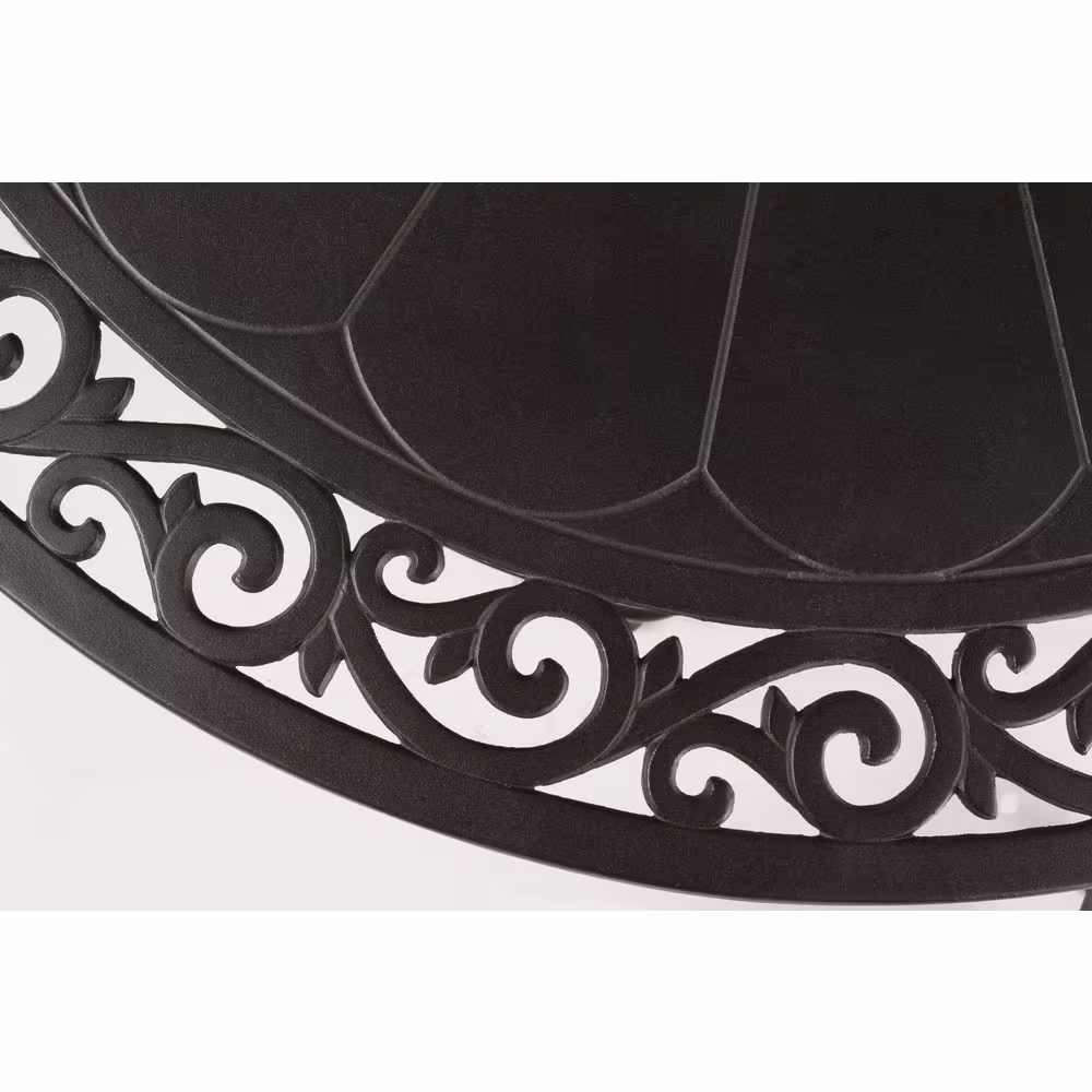 Alfresco Bellagio 22 in. x 48 in. Round Cast Aluminum Propane Gas Fire Pit Table with Glacier Ice Firebeads