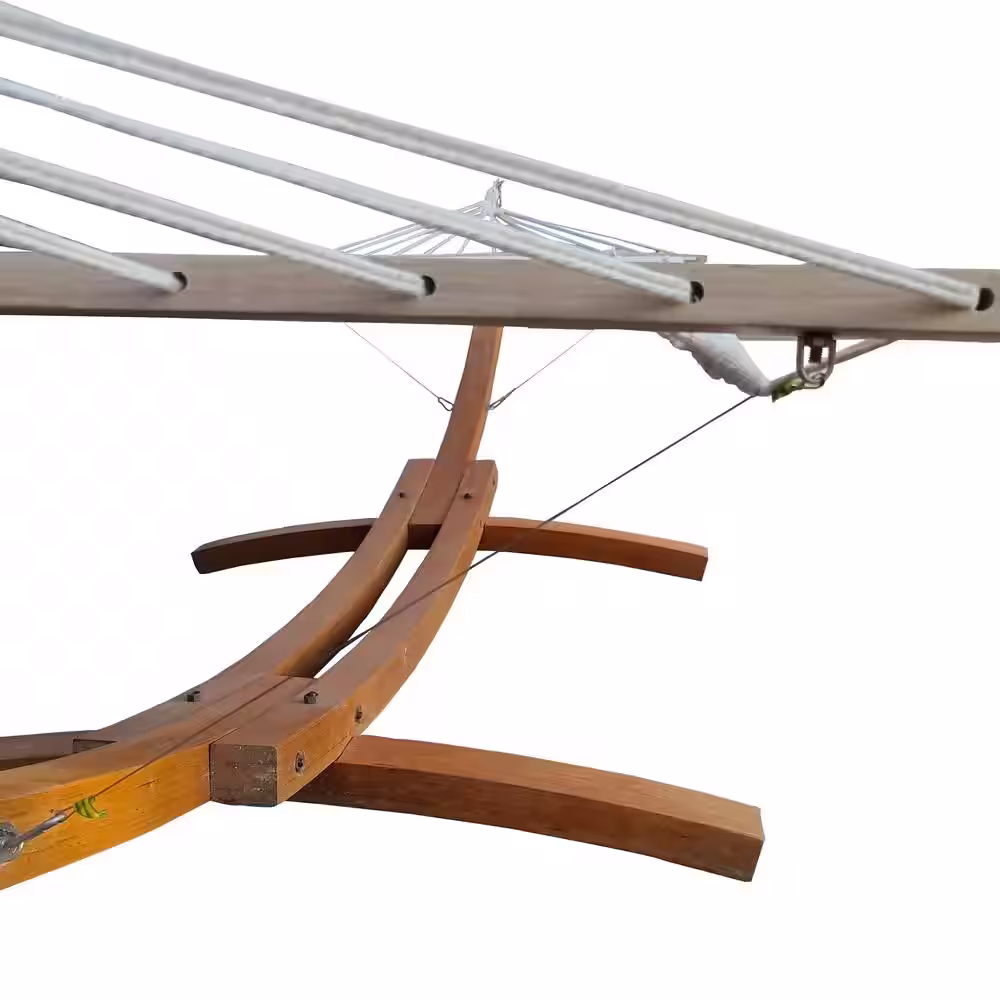 None 13 ft. Canvas Free Standing Hammock Bed Hammock with Stand in White