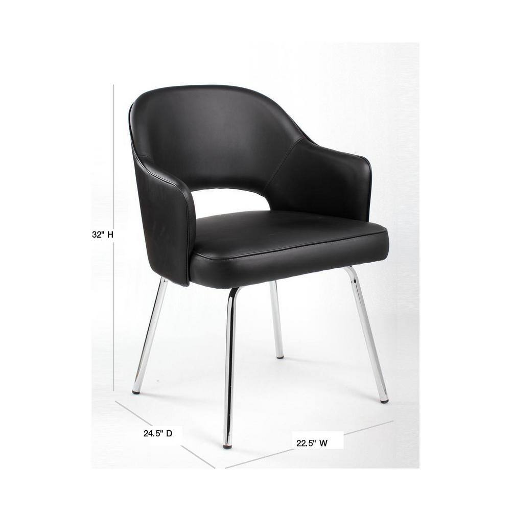 BOSS Office Products Black Designer Style Guest Chair Caressoft Vinyl Chrome Legs