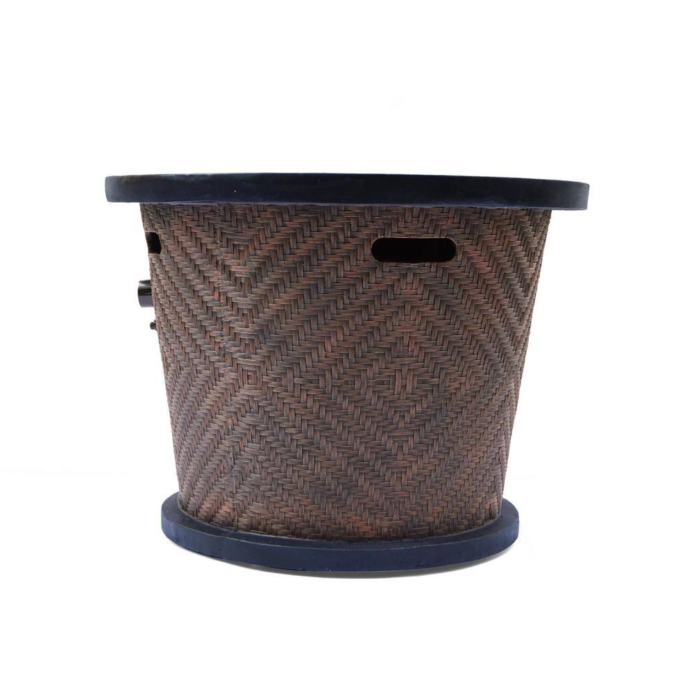 Noble House Payton 32 in. x 24 in. Circular Concrete Propane Fire Pit in Brown