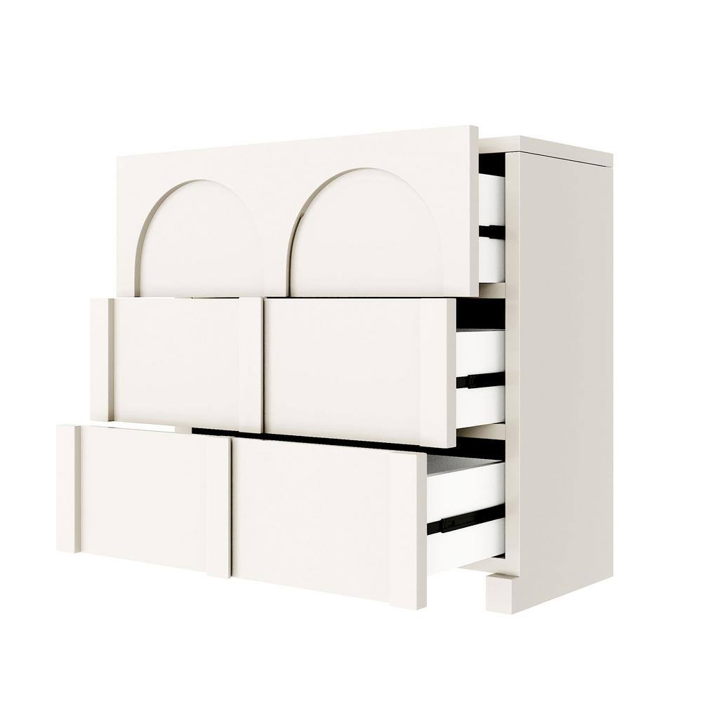 Harper & Bright Designs Half Gloss White Modern Arch Design 3 Drawers 27.6 in. Chest of Drawers