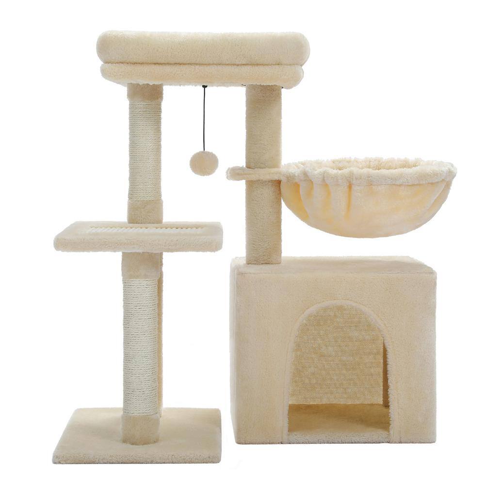 None 29.13 in. Beige Skyscraper Sleep and Play Cat Tree