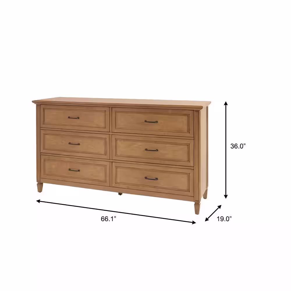 Home Decorators Collection Bonawick 6-Drawer Patina Wood Dresser (36 in. H x 66 in. W x 19 in. D)
