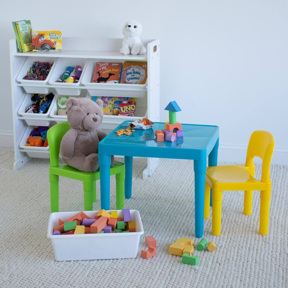 Humble Crew Playtime 3-Piece Aqua Kids Plastic Table and Chair Set