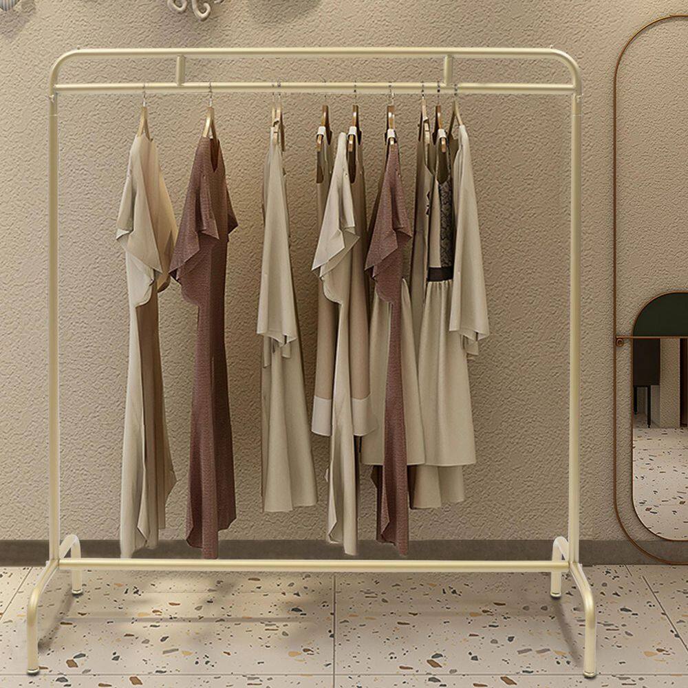 None Gold Iron Freestanding Industrial Pipe Clothes Rack 47.2 in. W x 53.1 in. H