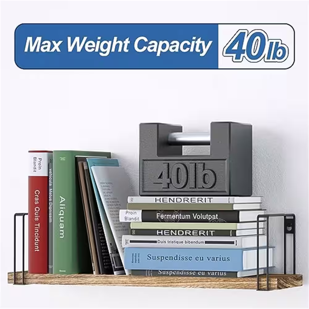 None 4.9 in. D x 17 in. W x 4.2 in. H Black Rustic Floating Shelves, Hanging Shelves Wall Mount Set of 3