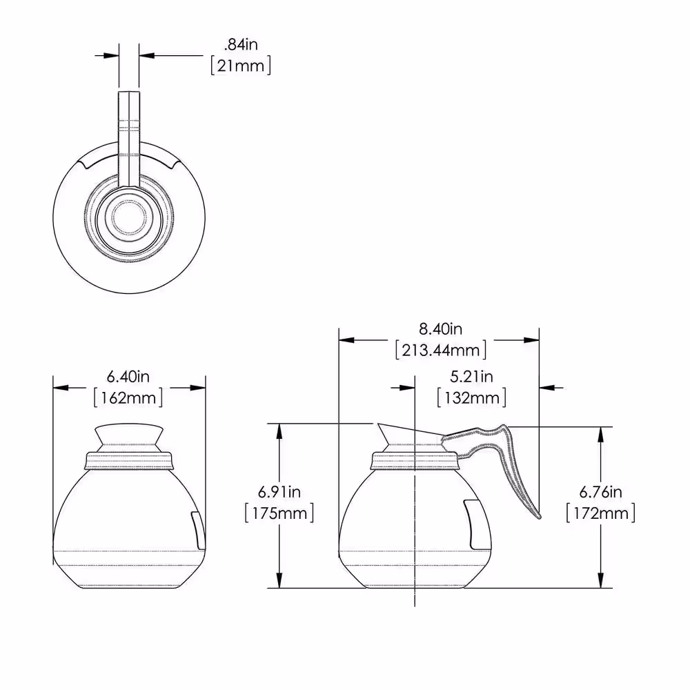 Bunn 12-Cup Commercial Glass Decanter, Black Handle, 42400.0101