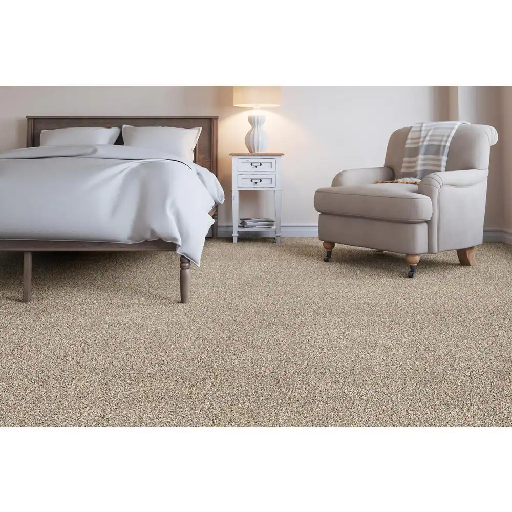 Home Decorators Collection Trendy Threads II - Stylish - Beige 60 oz. SD Polyester Texture Installed Carpet