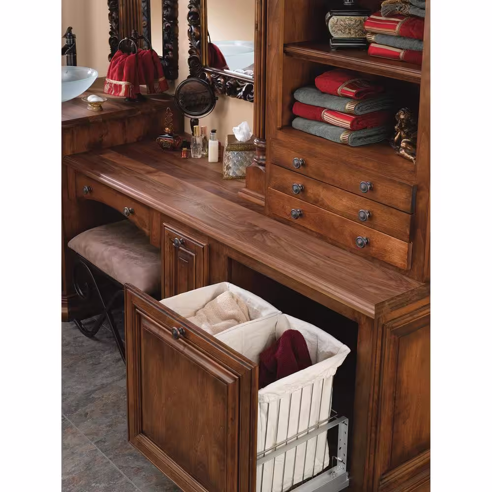 Rev-A-Shelf 19 in. H x 24 in. W Silver Aluminum 1-Drawer Wide Mesh Wire Basket