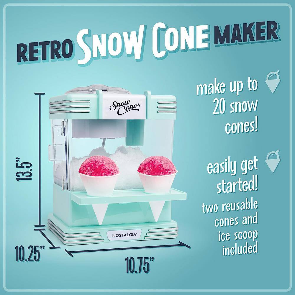 Nostalgia Retro Table-Top Red Snow Cone Maker, Makes 20 Icy Treats, With 2 Reusable Plastic Cups & Ice Scoop