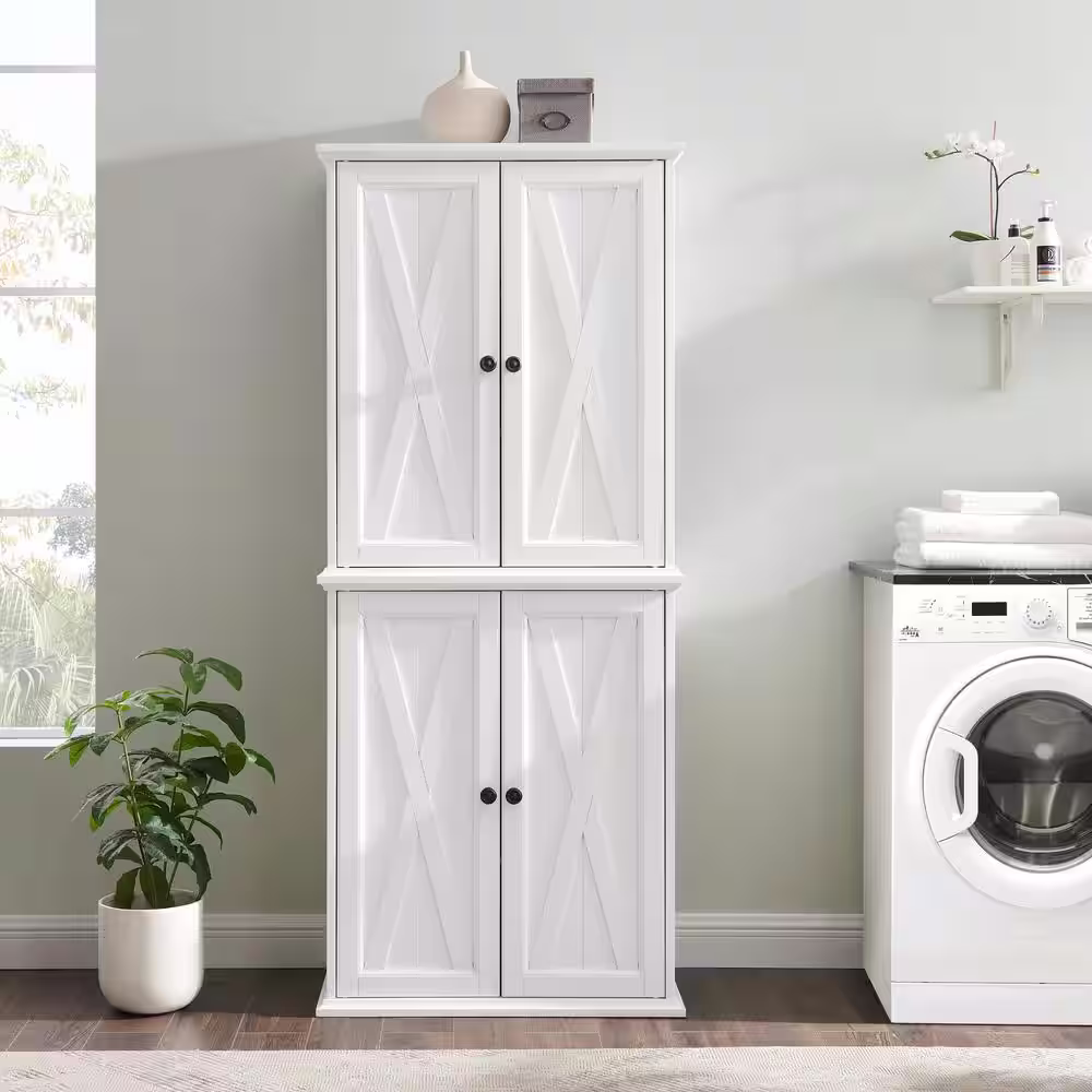 CROSLEY FURNITURE Clifton Distressed White Tall Pantry