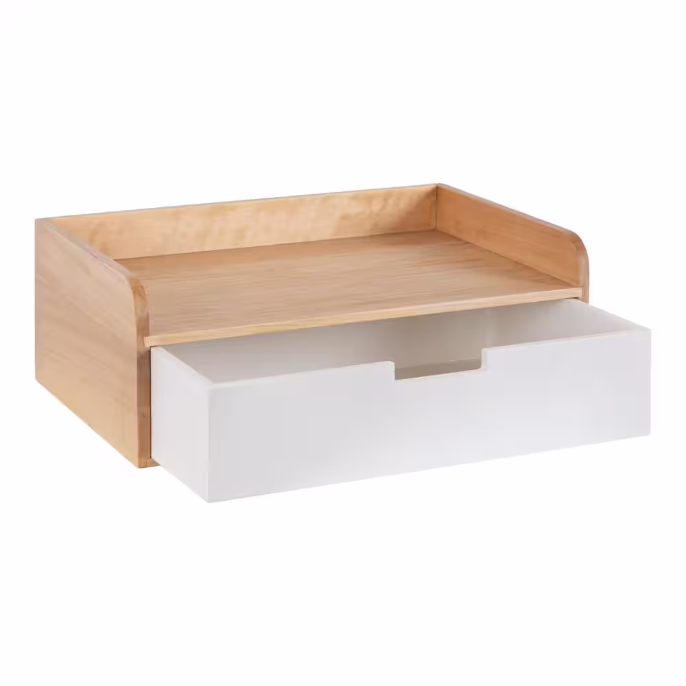 Kate and Laurel Kitt 6.61 in. x 18 in. x 6.61 in. White Wood Floating Decorative Wall Shelf with Brackets