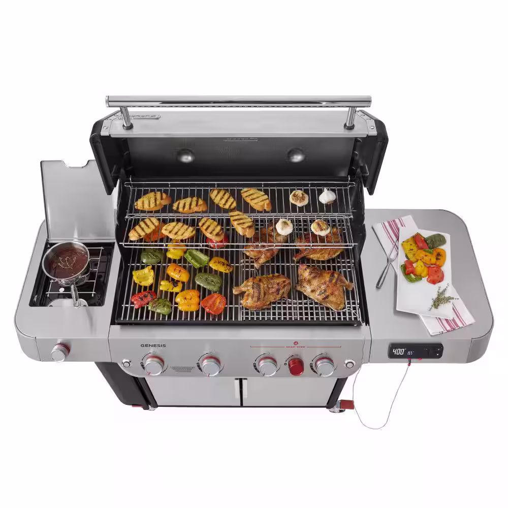 Weber Genesis SPX-435 4-Burner Natural Smart Gas Grill in Stainless Steel with Side Burner