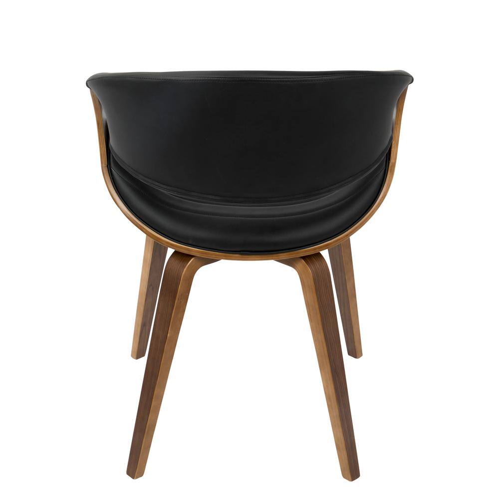 Lumisource Symphony Mid-Century Walnut and Black Modern Dining/Accent Chair with Faux Leather